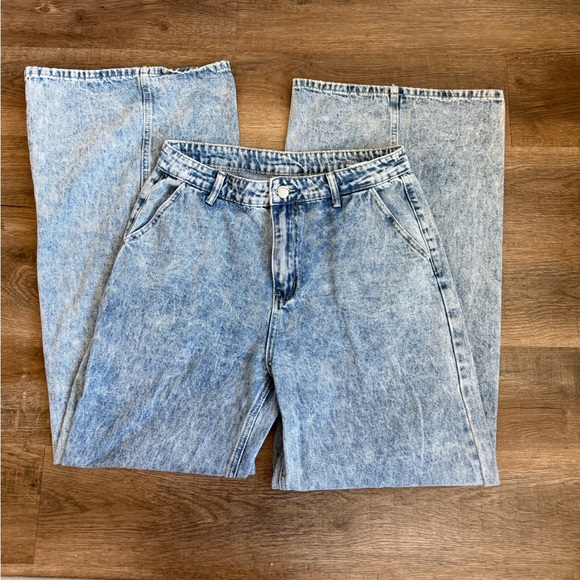 SHEIN Denim - SHEIN Blue Acid Wash Extra Wide Leg Jeans